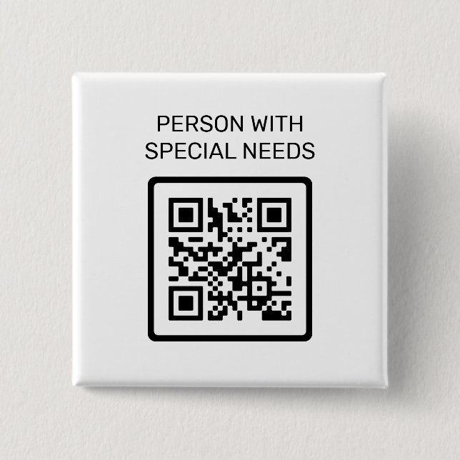 Person With Special Needs QR Code 15 Cm Square Badge (Front)