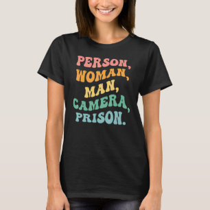 Person Woman Man Camera Prison Groovy Retro T-Shirt