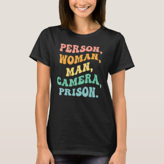 Person Woman Man Camera Prison Groovy Retro T-Shirt
