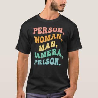 Person Woman Man Camera Prison Groovy Retro T-Shirt
