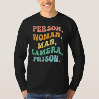 Person Woman Man Camera Prison Groovy Retro T-Shirt