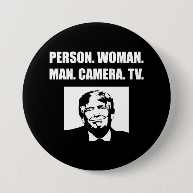 Person. Woman. Man. Camera. TV. Anti-Trump 7.5 Cm Round Badge (Front)