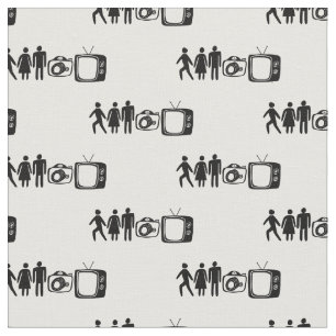 PERSON WOMAN MAN CAMERA TV Pattern Fabric