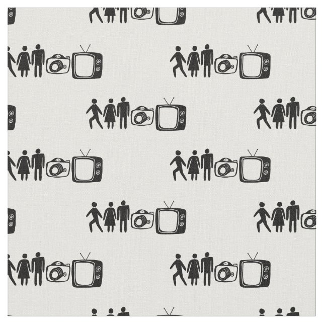 PERSON WOMAN MAN CAMERA TV Pattern Fabric (Close Up)