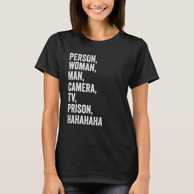 Person  Woman  Man  Camera  TV  Prison  Hahaha   V T-Shirt (Front)