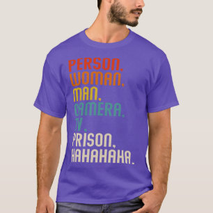 Person Woman Man Camera Tv Prison Hahahaha Retro T-Shirt