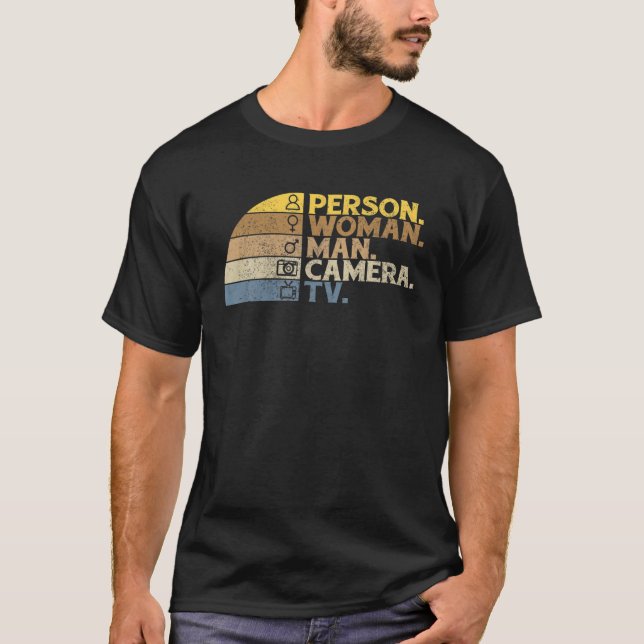 Person Woman Man Camera TV Retro Gift T-Shirt (Front)