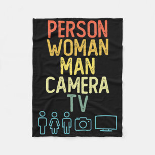 Person Woman Man Camera Tv Symbols Vintage Anti Tr Fleece Blanket