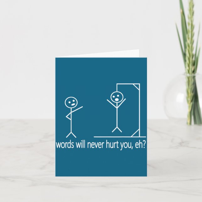 Person You Stick Figure Words Will Hurt Card (Front)