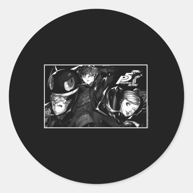 Persona 5 Characters In Rectangle Classic Round Sticker (Front)