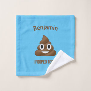 PersonaIized I Pooped Today Poo Emoji on Blue Wash Cloth
