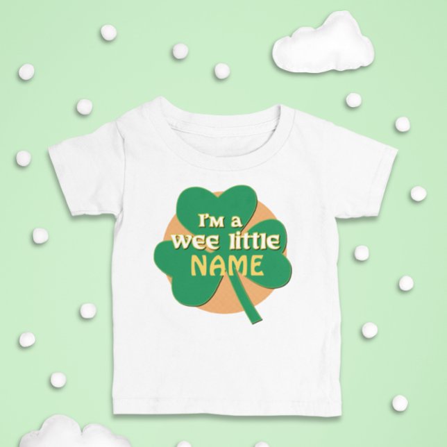 Personaiized I'm a Wee Little Name Irish Baby T-Shirt (Customized baby tees for St. Patrick's Day fun! Add Irish charm to your little one's wardrobe.)
