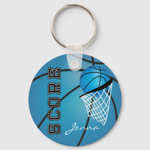 Personailize Blue Basketball Key Ring