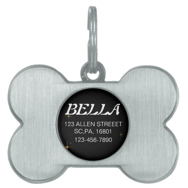 PERSONAILIZED BLACK  PET ID TAG (Front)