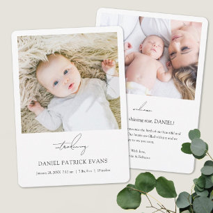 Personailzed Simple Modern Photo Boy or Girl Birth Announcement