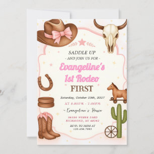 Personal 1st Rodeo Girl Cowgirl birthday Invitation