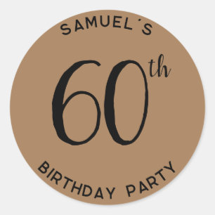 Personal 60th Birthday Party Modern Classic Round Sticker