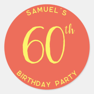Personal 60th Birthday Party Modern Classic Round Sticker