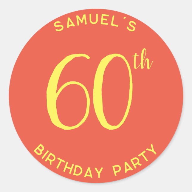 Personal 60th Birthday Party Modern Classic Round Sticker (Front)
