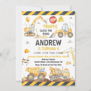 Personal A Modern Construction Birthday Party Invitation
