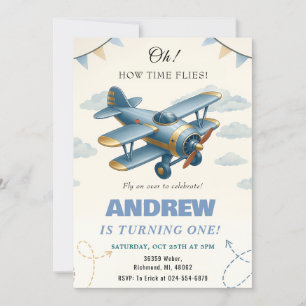 Personal Aeroplane 1st Birthday baby party Invitation