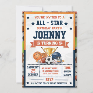 Personal All-Star Printable Sports MVP Party Invitation