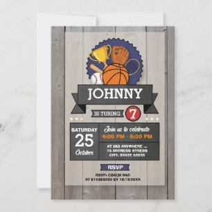 Personal All Star Sports Birthday Party Invitation