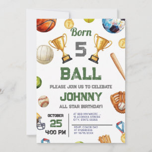 Personal All Star Sports Birthday Party Invitation