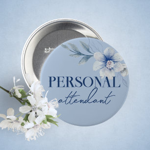 Personal Attendant Blue Bridal Shower Button