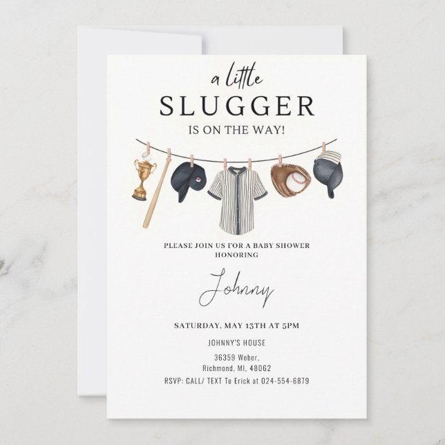 Personal Baseball Baby Shower Invitation (Front)