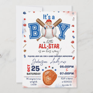 Personal Baseball Baby Shower Slugger Party Rookie Invitation