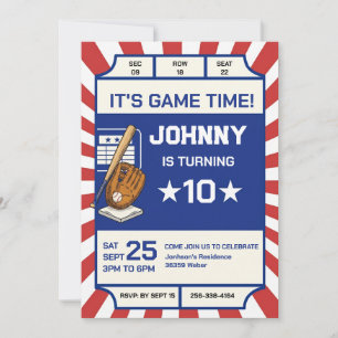Personal Baseball Birthday Party Invitation