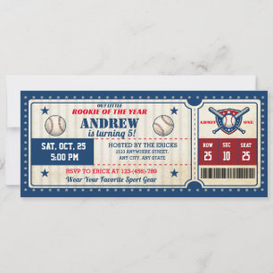 Personal Baseball Party Ticket birthday Invitation