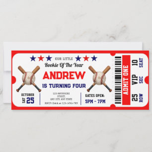 Personal Baseball Ticket Birthday Sport Invitation