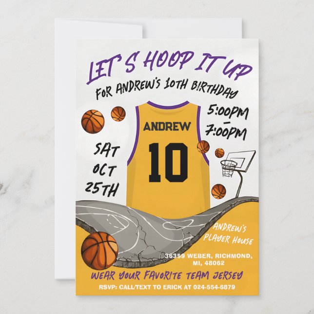 Personal Basketball Birthday Digital Sports Invitation (Front)