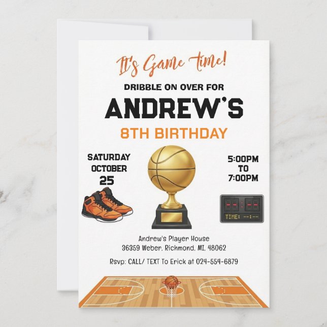Personal Basketball Birthday for kid Invitation (Front)