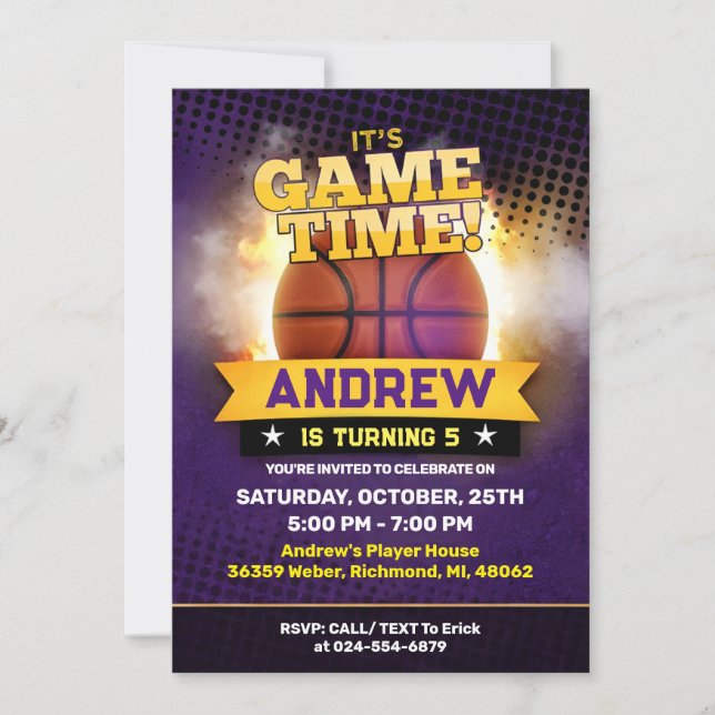 Personal Basketball Birthday Invitation Sport (Front)