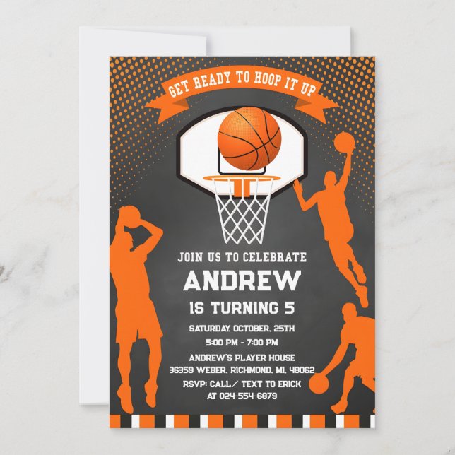 Personal Basketball Birthday Invitation Sport (Front)