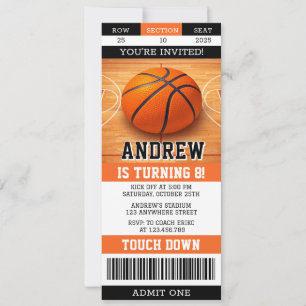 Personal Basketball Birthday Ticket Sports Invitation