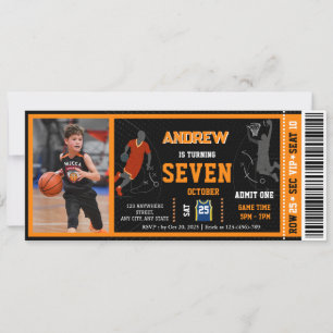 Personal Basketball Birthday Ticket With photo Invitation