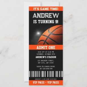 Personal Basketball Game Day Birthday Ticket Invitation