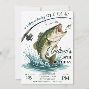 Personal bass Fishing Birthday party Invitation