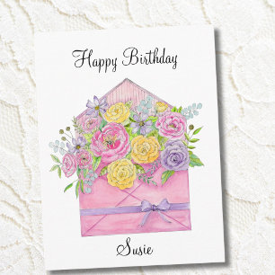 Personal Birthday Wishes Floral Envelope Postcard