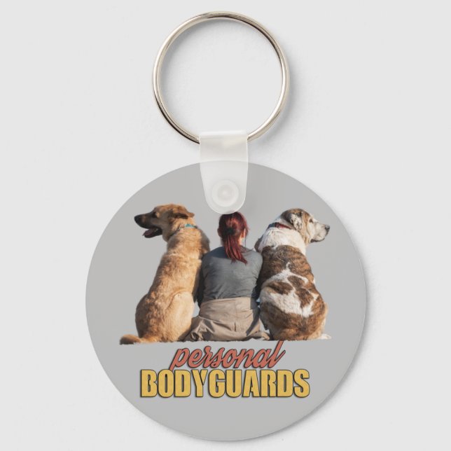 Personal Bodyguards Twin Dogs Design Key Ring (Front)