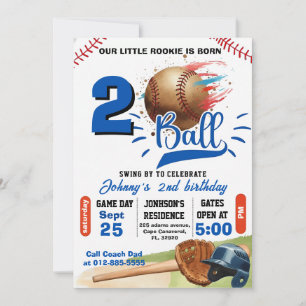 Personal Born Two Ball Birthday Invitation