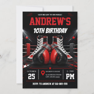 Personal Boxing Boy Birthday Invitation