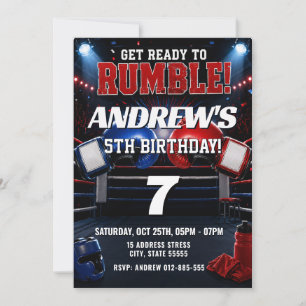 Personal Boxing sport birthday invitation