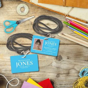 Personal Brand Logo Modern Turquoise Employee ID Badge