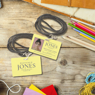 Personal Brand Logo Modern Yellow Grey Employee ID Badge