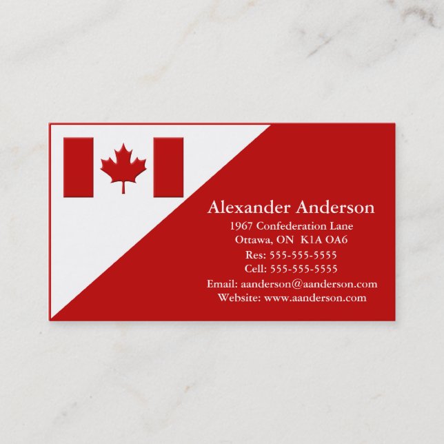 Personal Business Card Canada (Front)